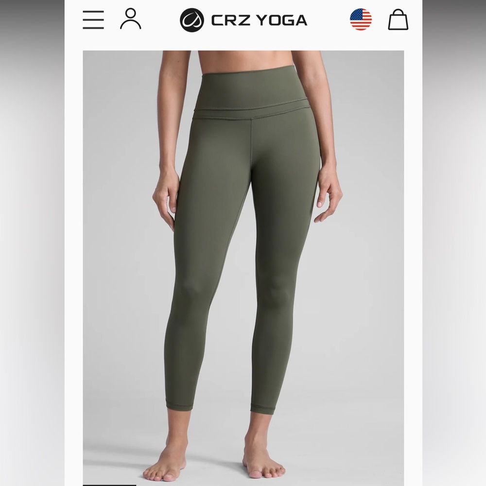 🌸 CRZ Yoga High-Rise Olive Green Leggings NWT XL